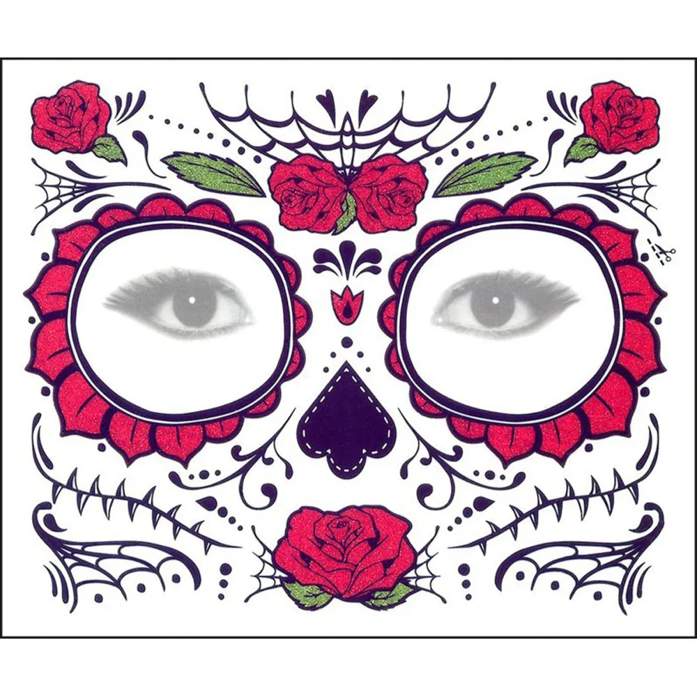 Haicar 2 шт День мертвых Dia de los Muertos маска для лица сахарная татуировка в виде черепа красота
