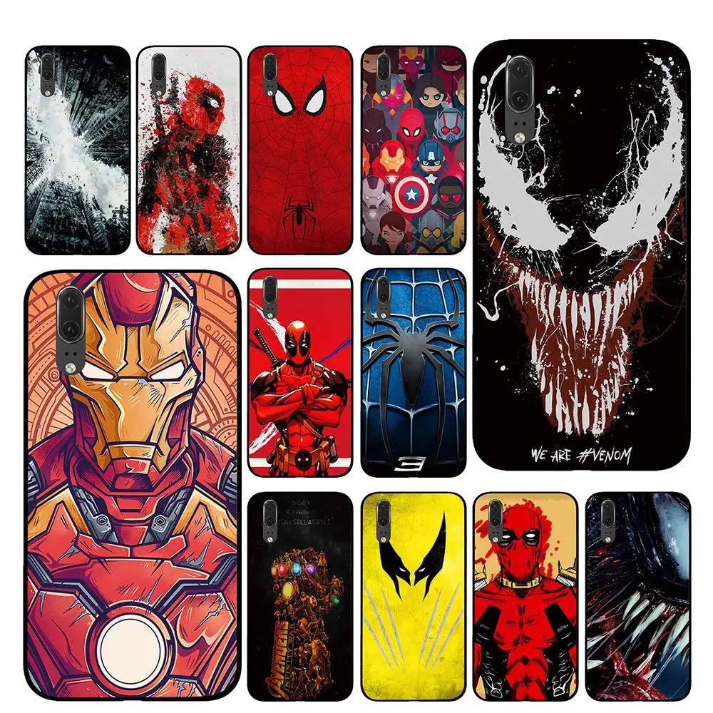 

Comic Venom deadpool spiderman Black Phone Case for Huawei P30 P20 Mate 10 20 Pro Lite Nova 3 4 3i Cover