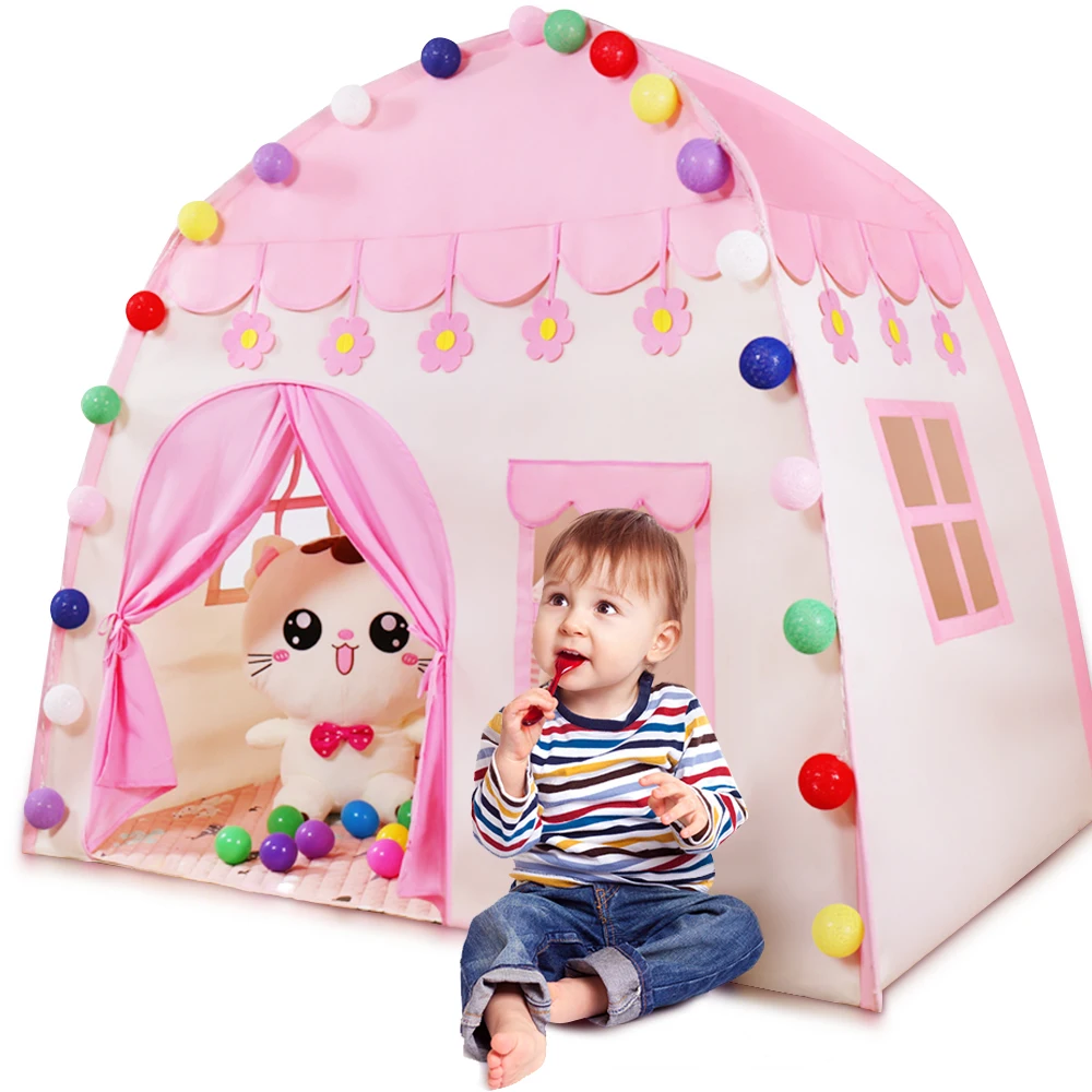 Play House Tente Castle Pink Tipi Kids Children Enfant Little Portable Blue Flowers