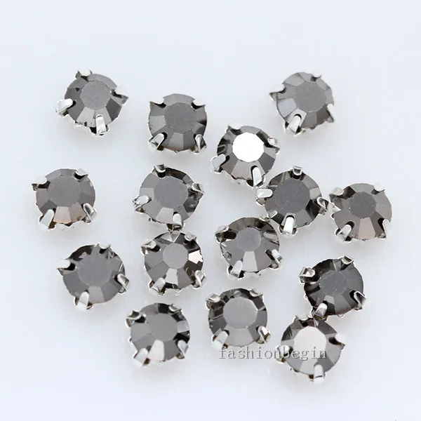 36p 7mm color Sew on crystal glass Rhinestone Silver Claw Montee 4-holes Sewing Stone Buckle jewelry,wedding Dress making Beads - Цвет: hematite