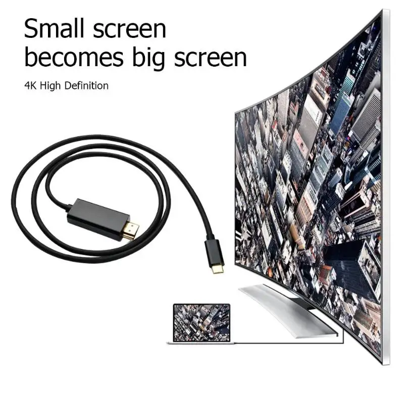 Type-C к HDMI 4K HD видео адаптер папа-папа USB 3,1 HDMI высокая производительность цифровой чип обработки конвертер Кабель