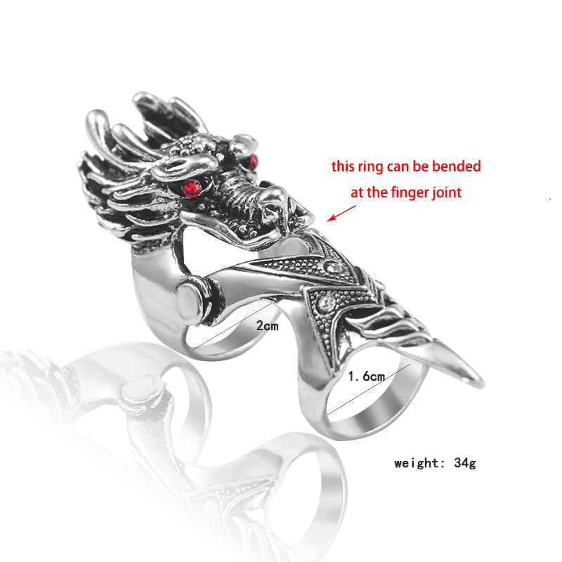 Dragon Ring For Men, Vintage Dragon Head Ring, Retro Domineering Dragon
