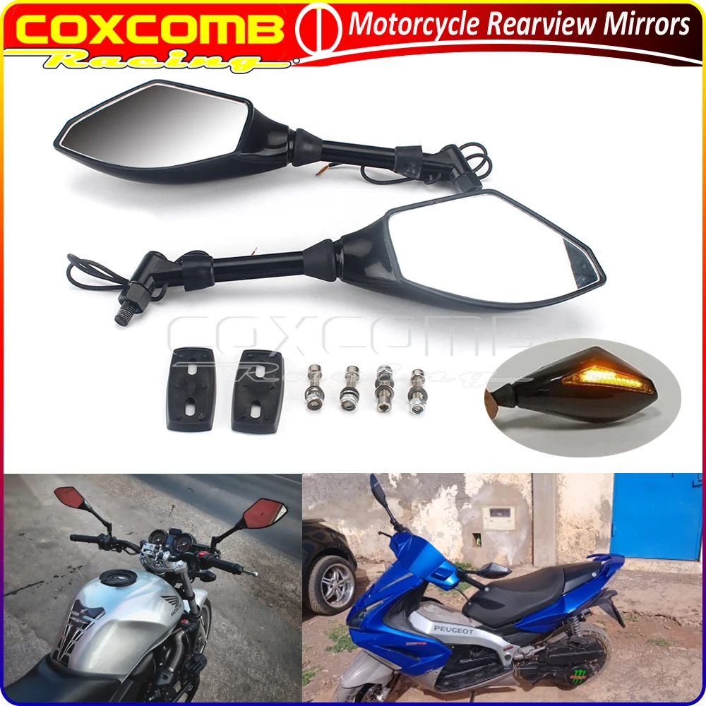 1 Paio Di Specchietti Retrovisori Per Indicatori Di Direzione A Led Per Moto Da 10Mm Per Honda Kawasaki Suzuki Cruiser Chopper Dirt Bikes