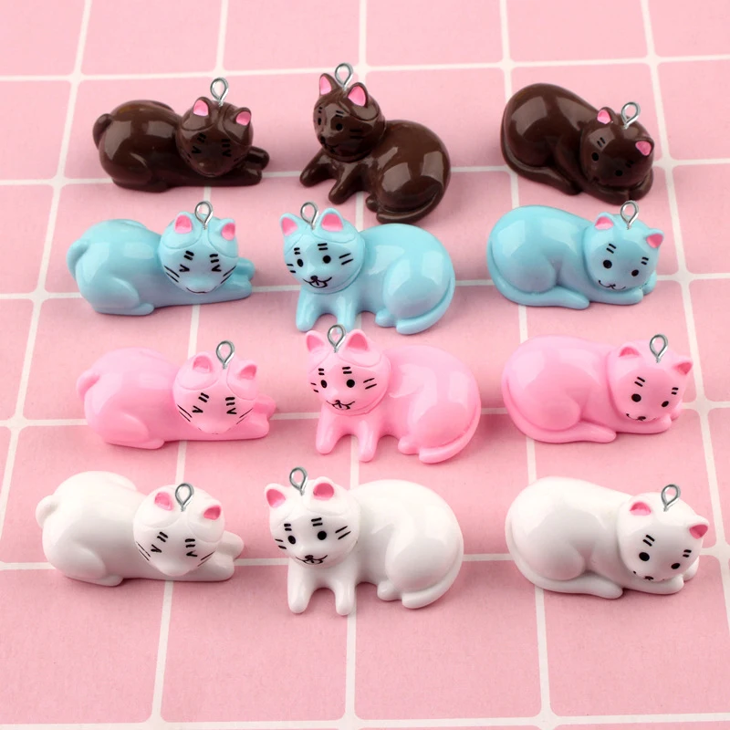 

10pcs Kitten DIY resin 3D cat charms fittings moss landscaping micro-landscape ornaments creative key jewelry material wholesale