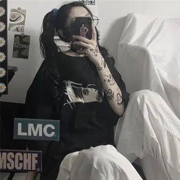 

Women's T-shirt Vintage Japan Cartoon Female T Shirt Harajuku Cool Girl Shirts Sleeve Punk Clothes Clothing Tops Harajuku Shirts