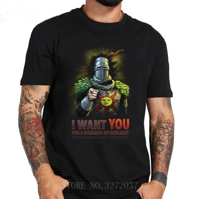 

I want YOU for a Warrior of Sunlight young man T-Shirt Gaming Dark Souls Arteries Praise The Sun short sleeve o-neck T Shirt