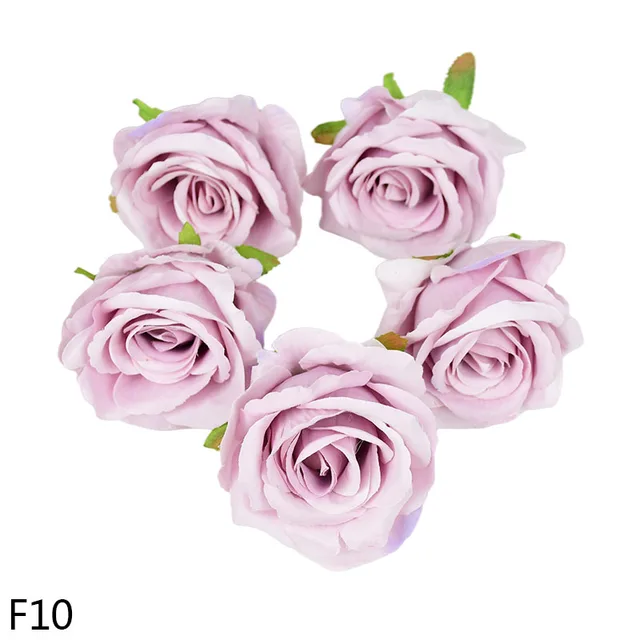 NEW 5/10pcs 10cm Artificial Flowers Head Silk Rose Flower For Wedding Home Decoration Fake Flowers DIY Wreath Scrapbook Supplies F10