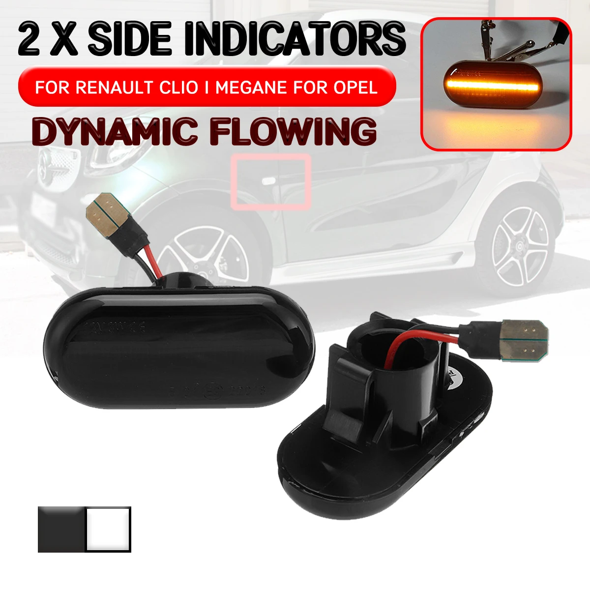 

For Renault CLIO I II MEGANE Kangoo Laguna for Opel for Nissan Car LED Dynamic Side Marker Light Flowing Turn Signal Light Lamp
