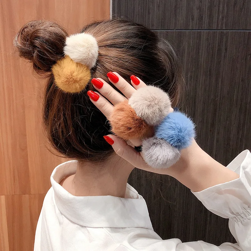 Bolas de Pelúcia Lote Faça Você Mesmo Simples Multi Dupla Fuzzy Borracha Banda Elasticidade Meninas Bandas Cabelo Ferramenta Estilo Acessório Ha1682 100 Pçs –
