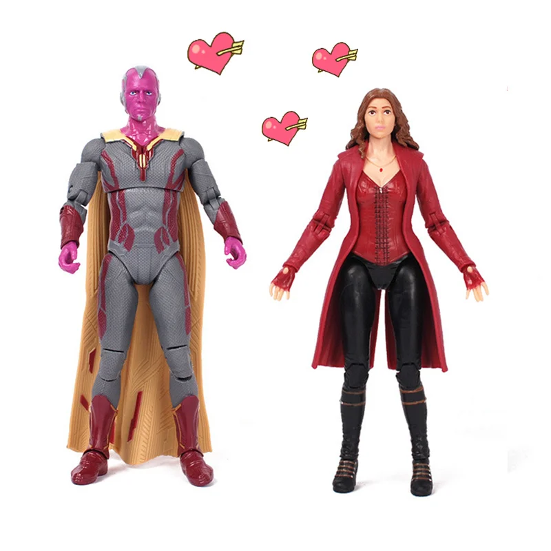 

2pcs/set Anime Marvel Avengers Super Hero Scarlet Witch Vision Kits PVC Collectible Action Figure Model Toy