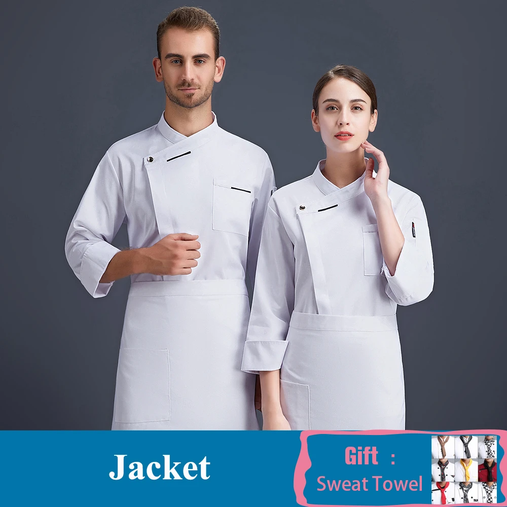 White Coat Профессиональный шеф-повара Униформа с длинным рукавом шеф-повара КУРТКА хлебобулочная одежда кухонная Одежда для работников ресторанов унисекс для женщин мужчин шеф-повара Спецодежда повара - Цвет: White Coat