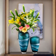 Ваза, украшение, европейский светильник, роскошная стеклянная ваза, украшение для гостиной, Цветочная композиция, ТВ-шкаф, креативное мягкое украшение