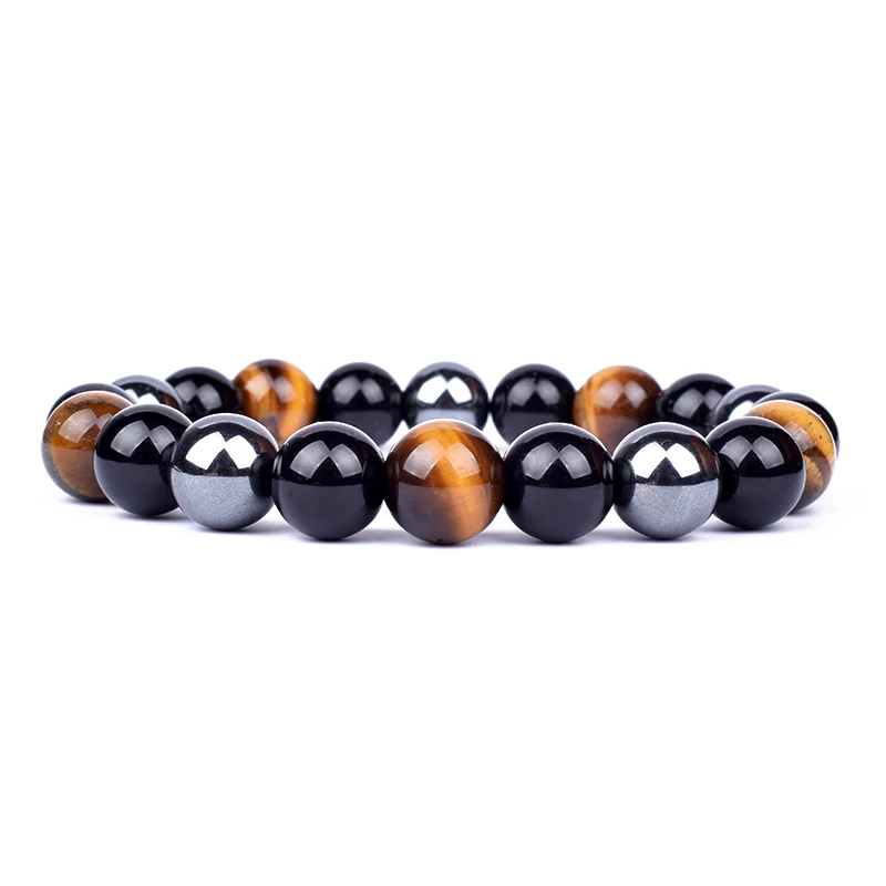De moda 10mm brazaletes ojo de tigre de los hombres hematita Pulsera Energy Balance obsidiana joyas para cuidado de la salud para el regalo de las mujeres Pulsera Hombre