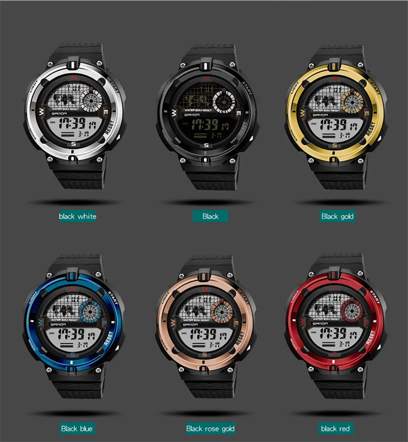 SANDA Brand Man Military Sport Watch Men XFCS Waterproof Luminous LED Digital Watch Male Watches Men Clock
