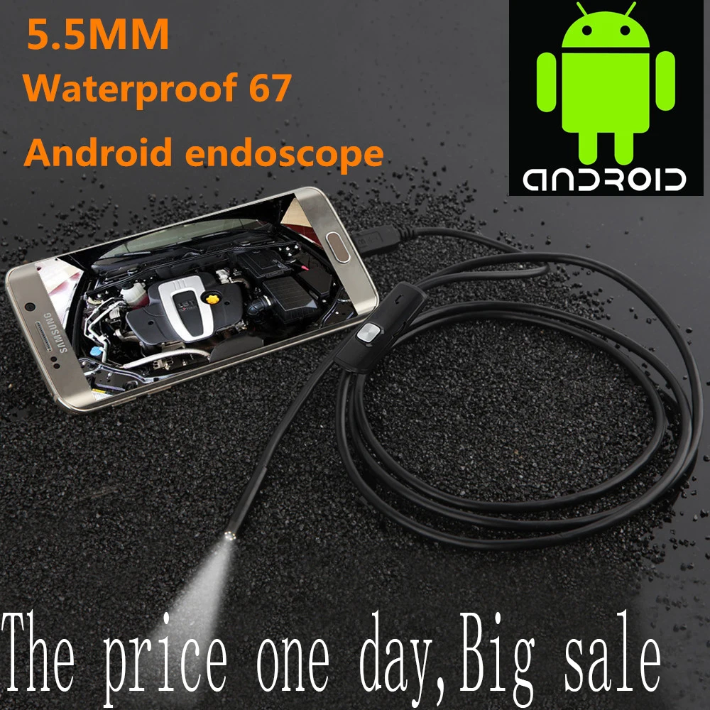 1/2m 5.5mm/7mm Endoscope Camera USB Android Endoscope Waterproof 6 LED Borescope Snake flexible Inspection Camera For Android PC