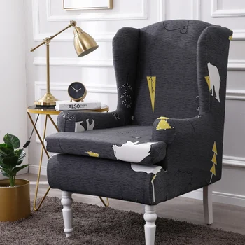

Semicircle printing sofa cover Dustproof Classic Printed Armchair Wing Back Wing Sofa Back Chair Cover Drop Shipping Home