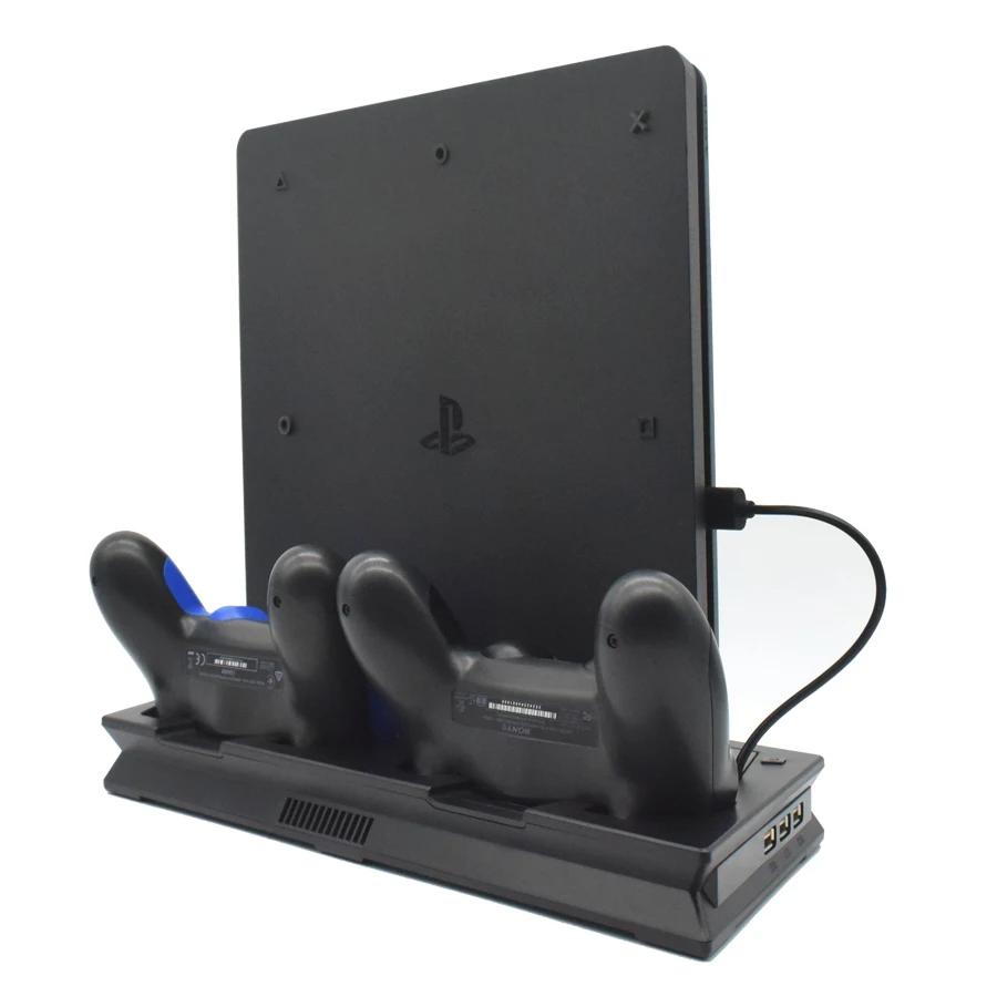 PS4 тонкий светодиодный вертикальный стенд 2 контроллера Зарядное устройство Док-станция охлаждающий вентилятор для игровая приставка Сони 4 PS 4 тонкие комплектующие для консоли