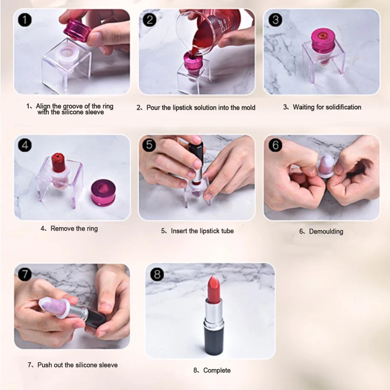 Silicone Lipstick Mold Aluminum Ring Mould Holder 3pcs/set DIY Crafts Tools Easy Beauty Lipstick Kits makeup tool set makeup tool