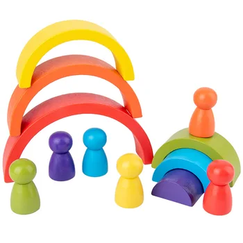 

Wooden Rainbow Baby Toys Creative Rainbow Building Blocks Balance Blocks Montessori Early Educational Toys For Kids
