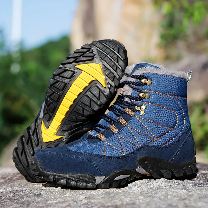 Зимняя уличная походная обувь мужские повседневные мужские кроссовки мужские зимние ботинки Zapatos De Hombre botas hombre chaussure homme - Цвет: blue 8066-1-100