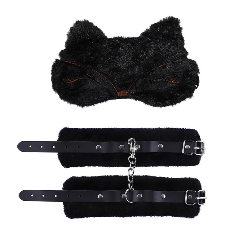 Sex Party Toys Erotic Sex Toy Sex Toys Sex Bondage Toys Sexy Blindfold PU Leather Plush Handcuff Bondage Gear