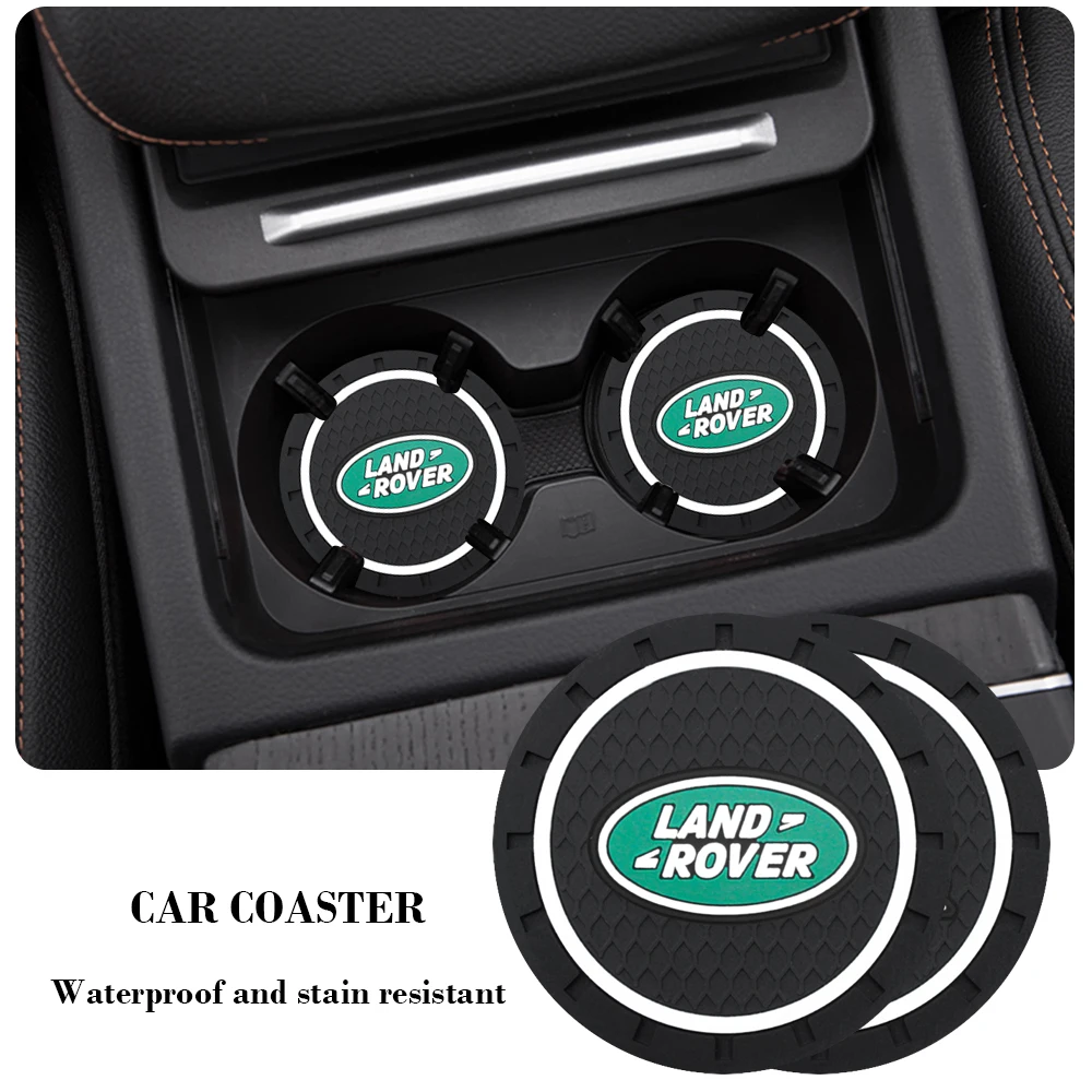 

2PCS Car Coaster Anti-Slip Mat Resin Mat Bottle With Built-In Car For Land Rover Range Rover Sport Evoque Discovery 3 4 5 Freela
