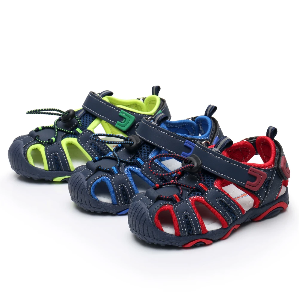 AHANNIE/летние спортивные пляжные сандалии с закрытым носком для маленьких мальчиков; дышащие сетчатые кроссовки для маленьких детей