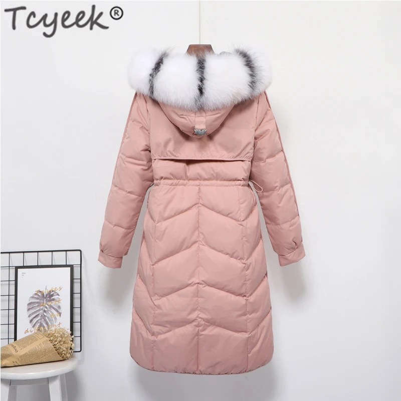 

Tcyeek 2019 Brand Clothes Natural Fox Fur Hooded Duck Down Jacket Women Winter Long Coat Thick Warm Casaco Outwear Hiver LW1637