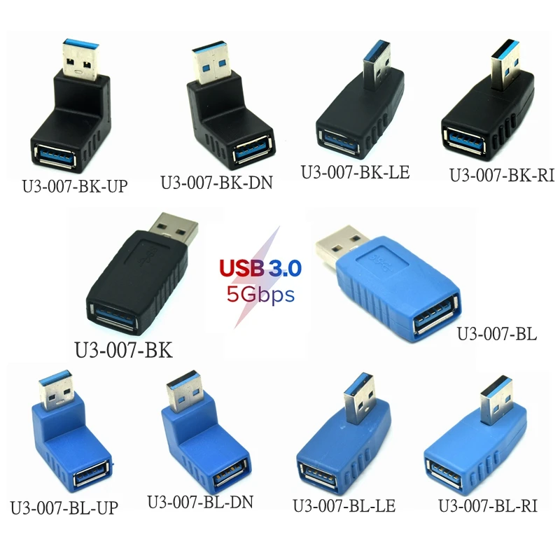 Высокоскоростной коннектор USB 3 0 90 градусов 5 Гбит/с левый правый вниз под углом