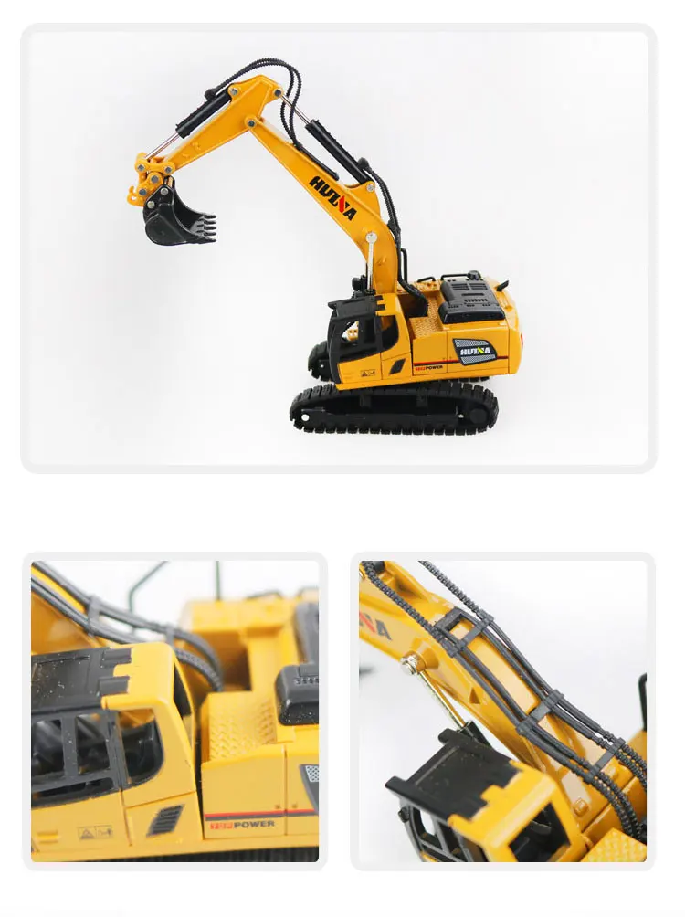 Hui Na 1:60 Alloy Engineering Vehicle Model Excavator Dump Truck Wheel Loader Car Model Boy Toys Birthday Present Gifts