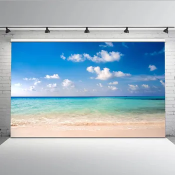 

Mehofoto Summer Island Sandy Beach Blue Sky and Sea Wave Photo Backdrops for Photography White Cloud Background Props G-584