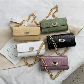 

Crocodile pattern chain small bag female 2020 new retro lock small square bag fashion wild shoulder messenger bag