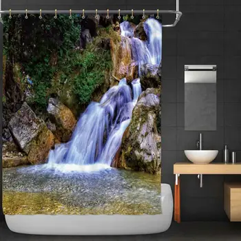 

Milky Effect of Water Falls Shower Curtain,147851 for Bathroom,84''W x 72''H