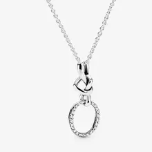 Стиль 925 пробы серебро завязанный сердце кулон Цепочки и ожерелья Fit Пан Цепочки и ожерелья с подвесками для Для женщин Модные украшения