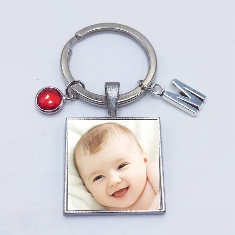 Personalized Photo 8-color Crystal 26-letter A-Z Custom Keychain Baby Dad Mom Grandparents Family Member Favorite Gift |
