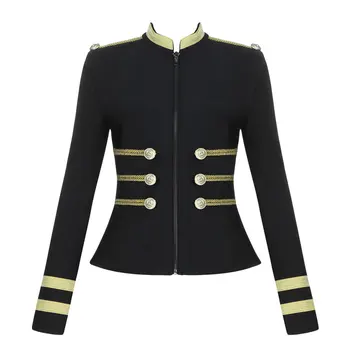 

Women Jackets Spring Autumn Coat 2020 Party High Quality Green Plus Size Elegant Long Sleeve Bandage Jacket Bodycon