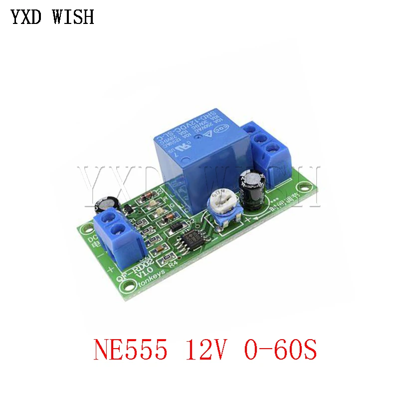 NE555 Timer Switch Adjustabled Moule Time delay relay Module DC 12 V Conduction Trigger Timing Delay Relays Off 1~60S NE555 12V