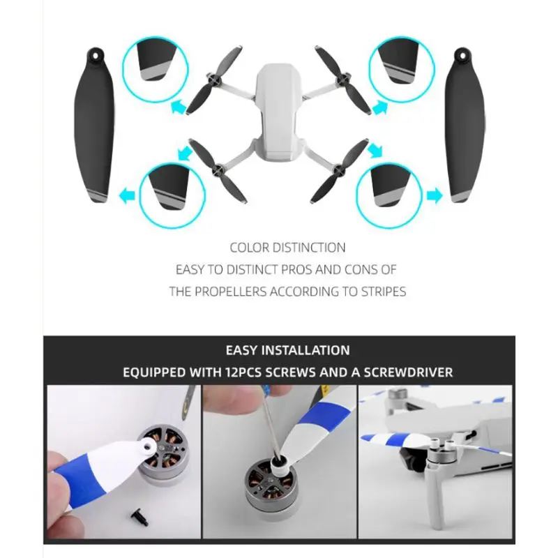 1/2/4 пары, цветные пропеллеры Quick Настройка Prop лопасти для DJI Mavic Мини RC дроны лопасть пропеллера Лидер продаж