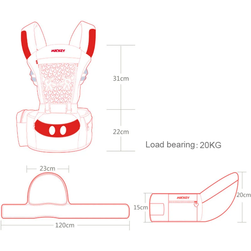 Многофункциональная переноска-кенгуру disney для переноски ребенка на переднем стуле, эргономичный рюкзак-кенгуру с Микки-Маусом, дышащий, съемный, для ребенка-кенгуру