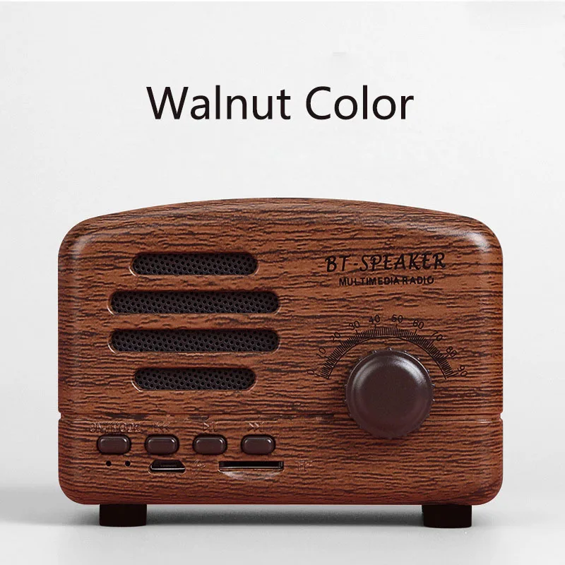 Walnut Ретро мини портативный беспроводной динамик s Ретро Bluetooth Колонка бас стерео сабвуфер Handsfree MP3 плеер для телефона - Цвет: Walnut