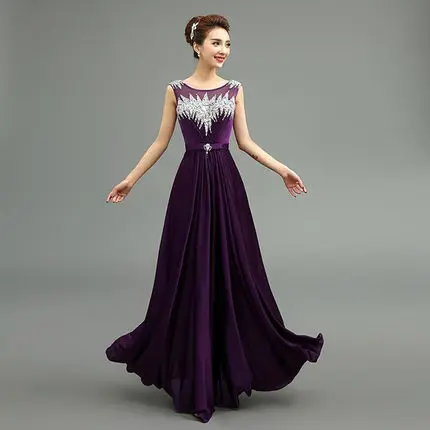 Фиолетовый QLY140# Длинные вечерние платья Гари фиолетовый красный королевский синий на шнуровке черный атласный комплект с бриллиантами хор вечерние платья дешево оптом - Цвет: Фиолетовый
