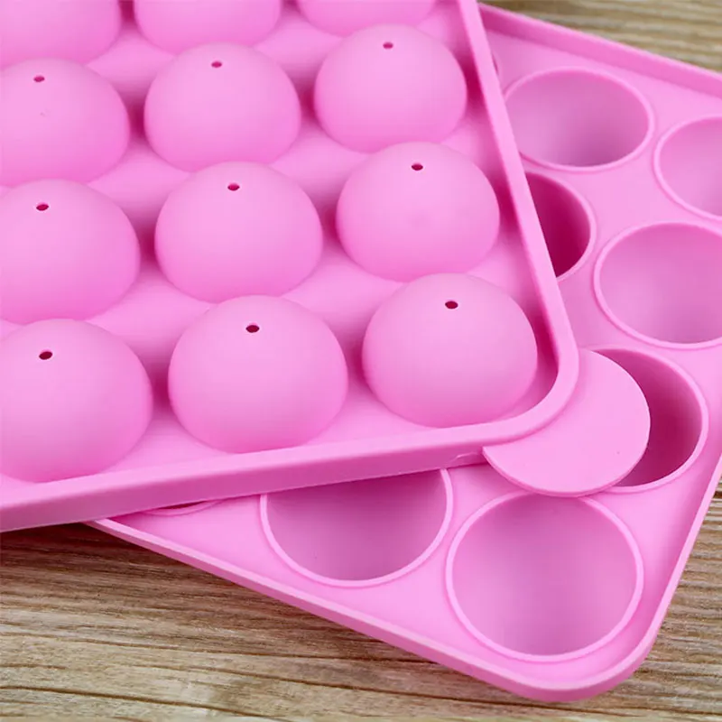 Заказ от 1 компл./лот) Силиконовая леденец Конфеты Fondant(сахарная) Cakepop пресс-форм 20 шоколадный мячик пресс-форм отправки 25 палочки хлебобулочные взяли