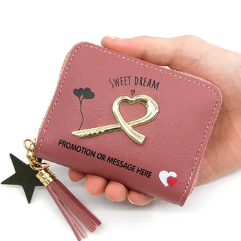 

2020 new Korean ladies wallet short cartoon cute heart-shaped clutch bag little girl coin purse zipper bag