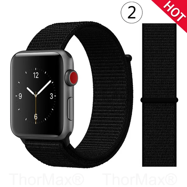 Нейлоновый ремешок для наручных часов Apple Watch Series 5/4/3/2/1 38 мм 42 мм из мягкой дышащей ткани сменный ремешок Спортивные петли для наручных часов iwatch, браслет, 40 мм 44 мм - Цвет ремешка: 2-All Black