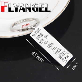 

FLYANGEL Keychain Jewelry Graduation Gift Engraved Where Ever You Go With All Your Heart Inspirational Key Tag Bag Charm