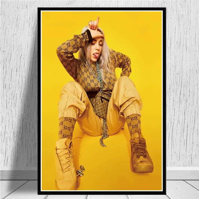 Постер и принты Billie Eilish мы все засыпаем зарыть друг поп-звезда художественная живопись настенные картины для гостиной домашний декор - Цвет: Сливовый