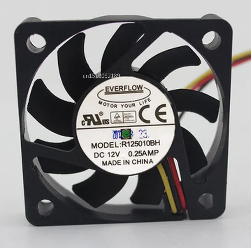 Для EVERFLOW R125010BH DC 12V 0.25A 3-жильный 50x50x10 мм Сервер охлаждающий вентилятор
