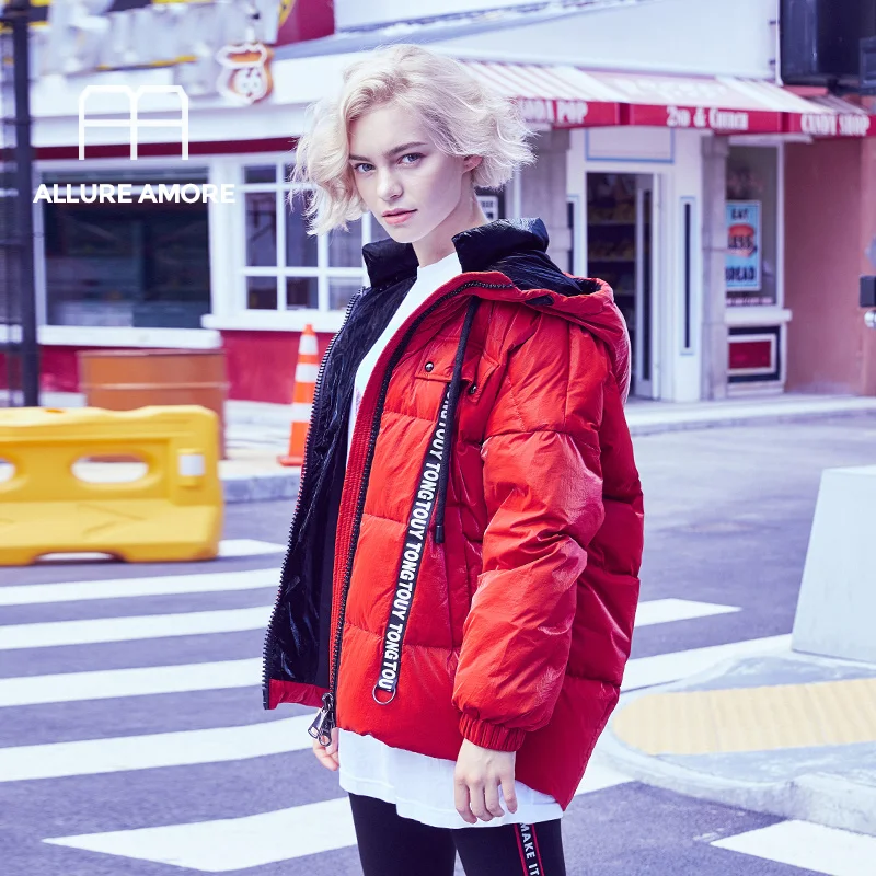 Allure Amore белая куртка-пуховик женская короткая бархатная зимняя одежда пальто теплая женская верхняя одежда зимнее женское пальто элегантная одежда - Цвет: Red stove