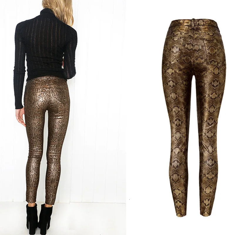 Осенние новые женские брюки из ПУ модные женские джинсы с высокой талией сексуальные женские джинсы карандаш длина лодыжки худые брюки