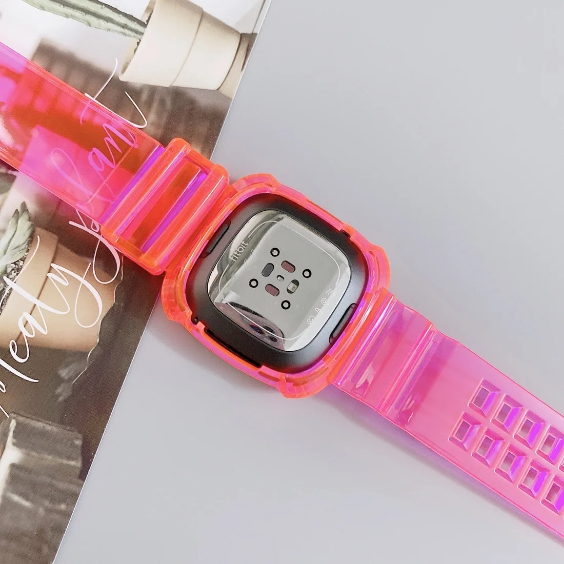  2 in 1 TPU Ʈ Fitbit, Versa 3  ÷  Ǹ Ʈ  ð Versa 3 ȣ ̽